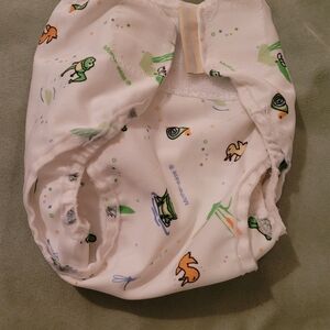 MOTHER White Diaper Cover with Green and Orange Accents